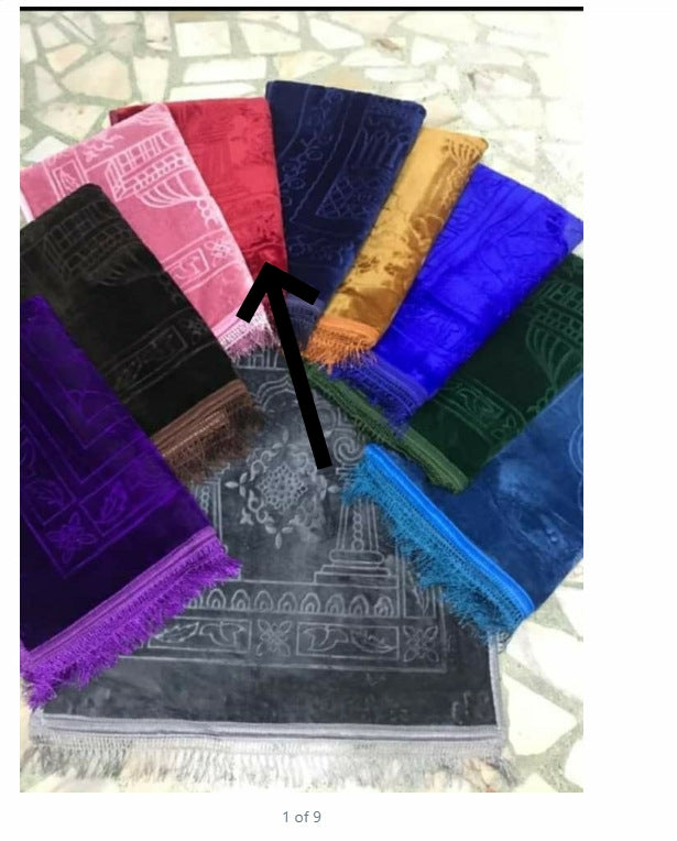 Raschel Embossed Prayer Mat With Tassel Prayer Mat Solid Color