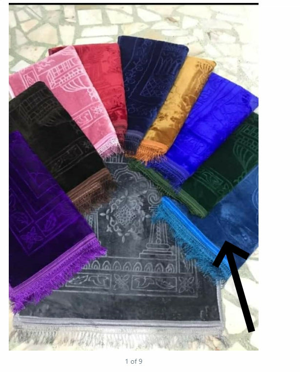 Raschel Embossed Prayer Mat With Tassel Prayer Mat Solid Color