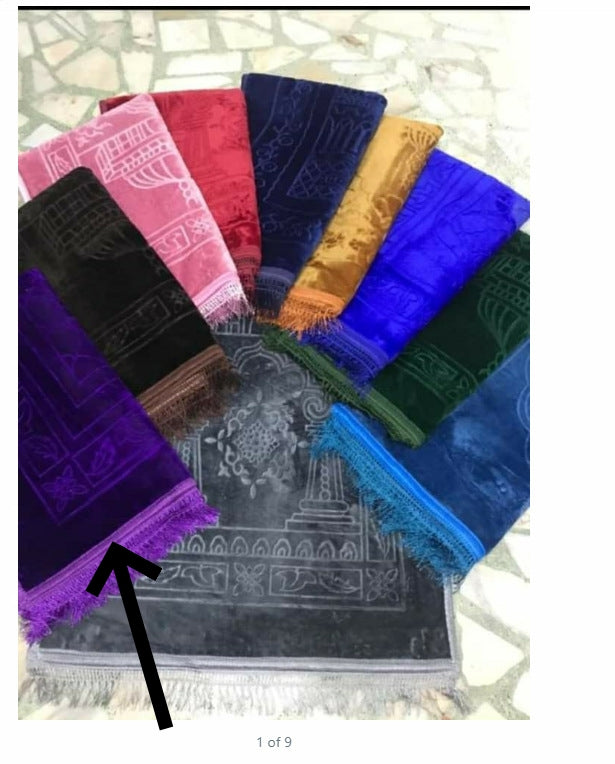 Raschel Embossed Prayer Mat With Tassel Prayer Mat Solid Color