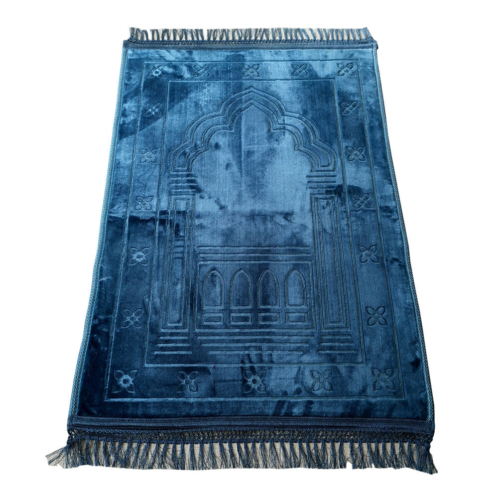 Raschel Embossed Prayer Mat With Tassel Prayer Mat Solid Color
