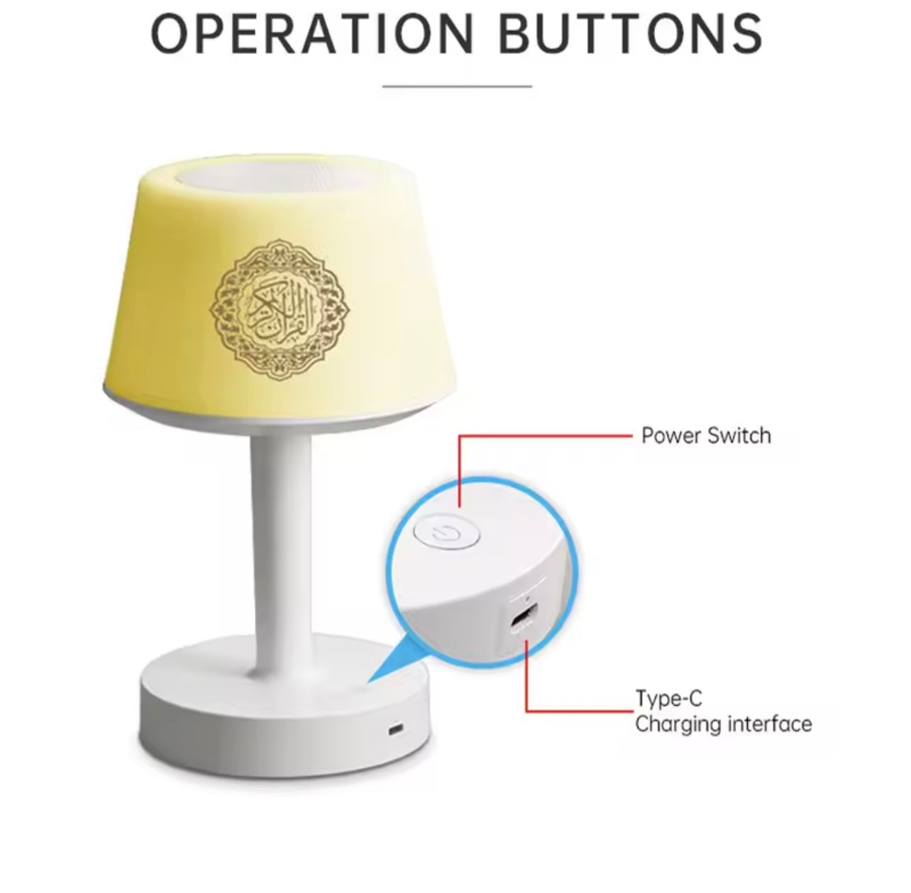 Bluetooth Islamic Muslim Gift Quran Speaker Azan Ali Madina Colorful Night Light  Touch Table Lamp Quran Player