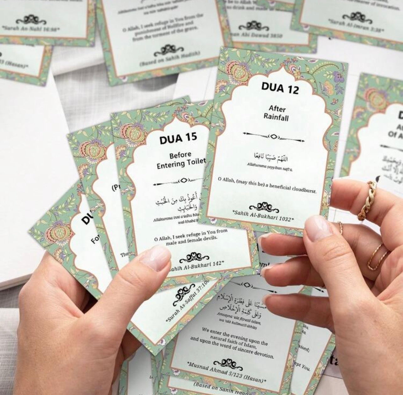 51pcs Islamic Dua Cards,Daily Islamic Prayer Cards, Islamic Duas For Ramadan & Eid Mubarak Blessings, Perfect For Self-Practice, Religious Gifts For Muslims