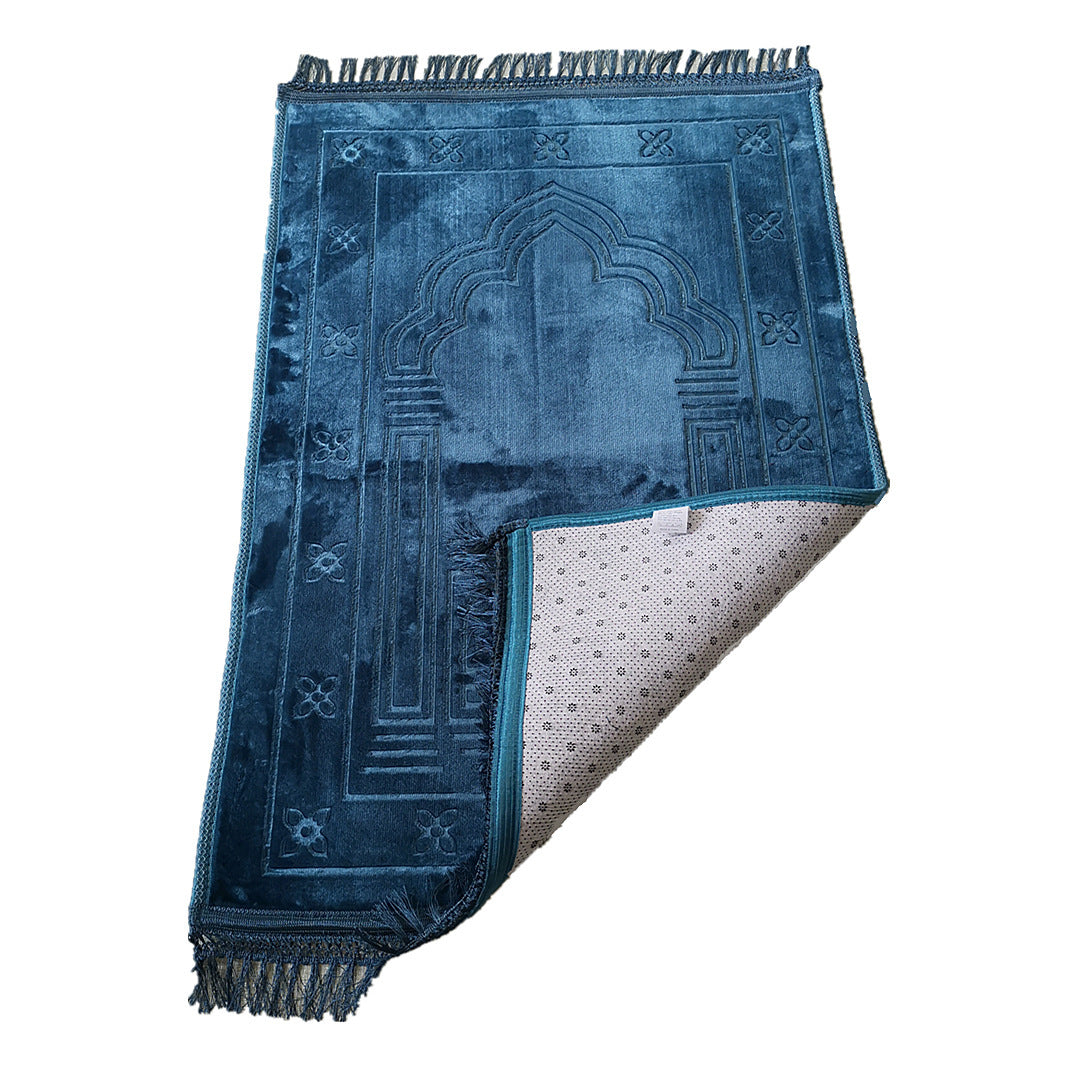 Raschel Embossed Prayer Mat With Tassel Prayer Mat Solid Color
