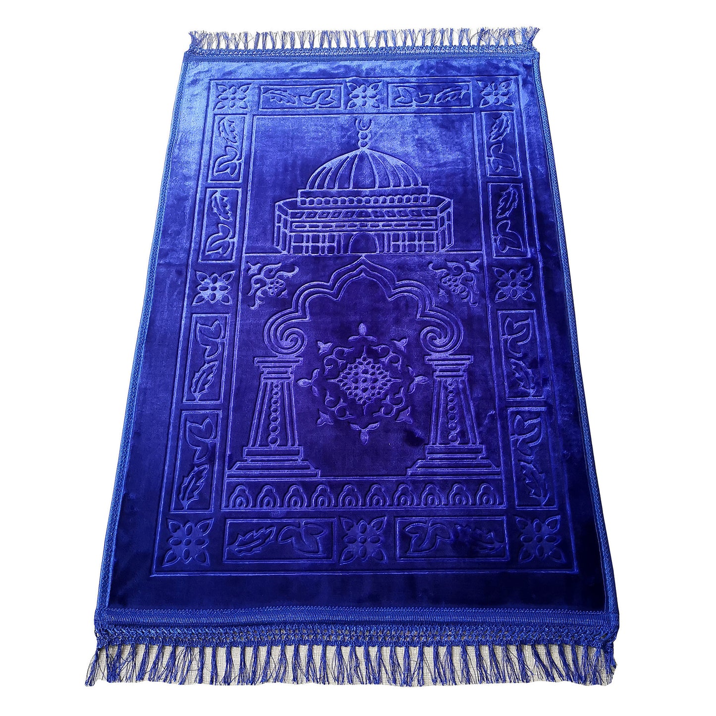 Raschel Embossed Prayer Mat With Tassel Prayer Mat Solid Color